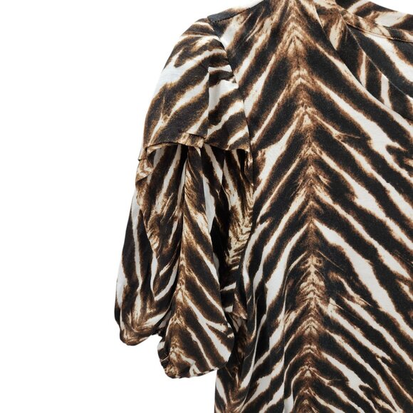 Calvin Klein Women's Animal Print Puff Sleeve Blouse Top Size Medium - Picture 5 of 10